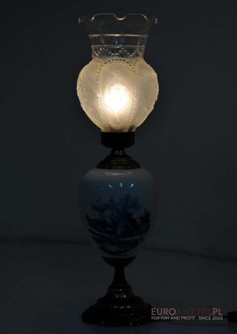 STARA RUSTYKALNA LAMPA CERAMICZNA Z WIATRAKIEM x