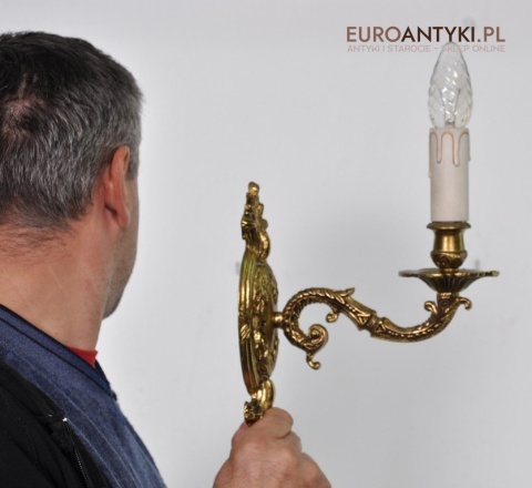 XL STARY DUZY KINKIET LAMPKA LAMPA Z MOSIADZU