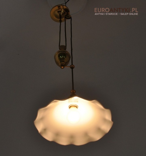 ANTYK STARA MOSIEZNA LAMPA Z PRZECIWWAGA DO KUCHNI