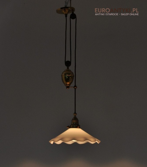 ANTYK STARA MOSIEZNA LAMPA Z PRZECIWWAGA DO KUCHNI