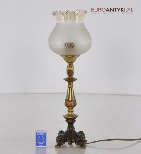 ANTYK STARA SECESYJNA LAMPKA ZE SZKLANYM KLOSZEM