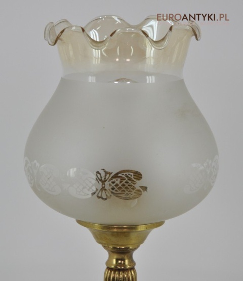 ANTYK STARA SECESYJNA LAMPKA ZE SZKLANYM KLOSZEM