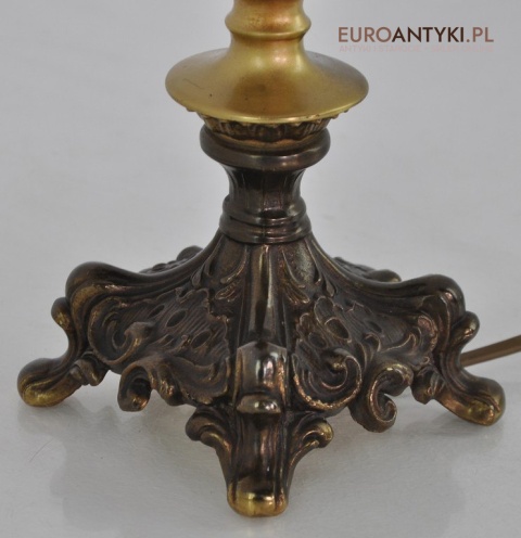 ANTYK STARA SECESYJNA LAMPKA ZE SZKLANYM KLOSZEM