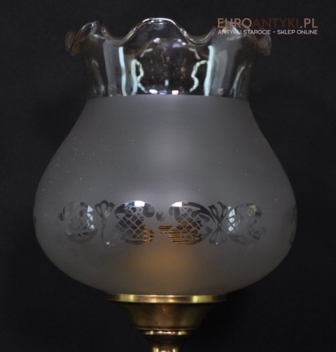 ANTYK STARA SECESYJNA LAMPKA ZE SZKLANYM KLOSZEM