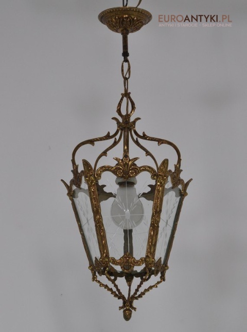 Zabytkowa pałacowa lampa wisząca do dworu lampka zwis na korytarz hol. Lampy dworskie.