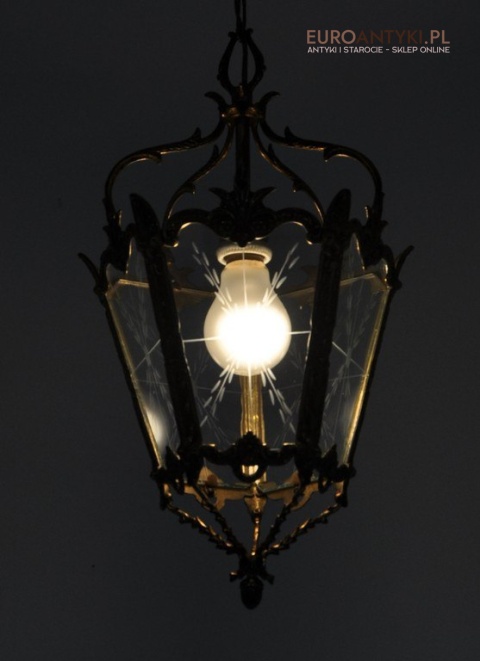 Zabytkowa pałacowa lampa wisząca do dworu lampka zwis na korytarz hol. Lampy dworskie.
