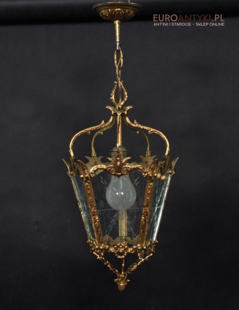 Zabytkowa pałacowa lampa wisząca do dworu lampka zwis na korytarz hol. Lampy dworskie.