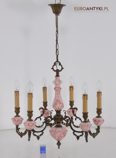 ANTYK STARA ROZOWA LAMPA DO SALONU POKOJU x