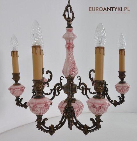 ANTYK STARA ROZOWA LAMPA DO SALONU POKOJU x