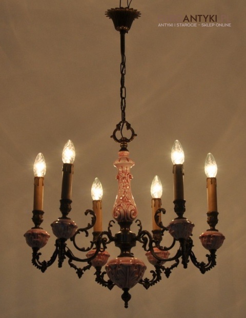 ANTYK STARA ROZOWA LAMPA DO SALONU POKOJU x