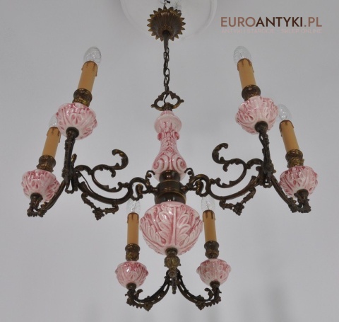 ANTYK STARA ROZOWA LAMPA DO SALONU POKOJU x