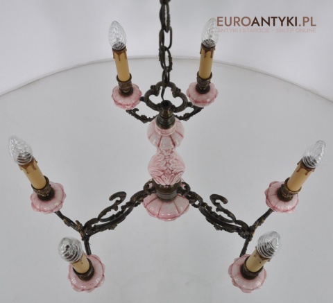 ANTYK STARA ROZOWA LAMPA DO SALONU POKOJU x