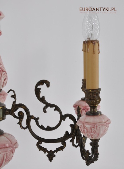 ANTYK STARA ROZOWA LAMPA DO SALONU POKOJU x