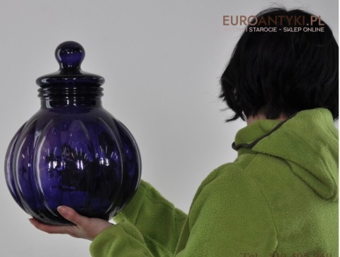 DUZY SZKLANY FIOLETOWY POJEMNIK PROWANSALSKI WAZA