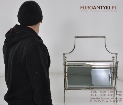 SREBRNY GAZETNIK STOJAK NA GAZETY ART DECO x