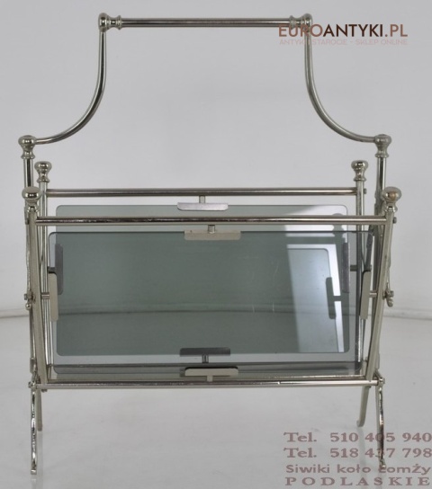 SREBRNY GAZETNIK STOJAK NA GAZETY ART DECO x