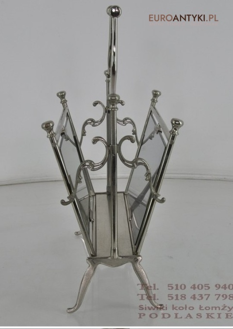 SREBRNY GAZETNIK STOJAK NA GAZETY ART DECO x