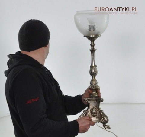 STARA SREBRNA DUZA LAMPA NA STOLIK SREBRNO ZLOTA