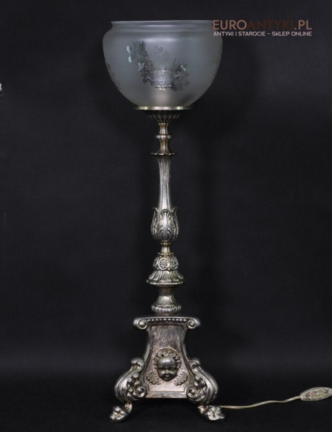 STARA SREBRNA DUZA LAMPA NA STOLIK SREBRNO ZLOTA