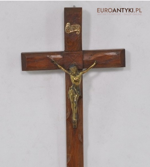 STARY KRZYZ WISZACY KRZYZYK JEZUS CHRYSTUS INRI x