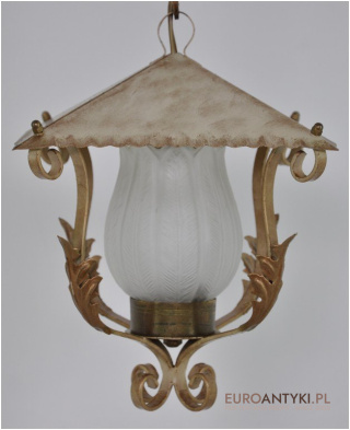 ZLOTO KREMOWA LAMPA DO GANKA HOLU SHABBY CHIC x