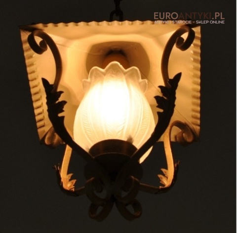 ZLOTO KREMOWA LAMPA DO GANKA HOLU SHABBY CHIC x