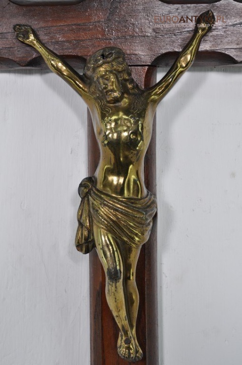 ANTYK DUZY STARY KRZYZ Z JEZUSEM CHRYSTUSEM x