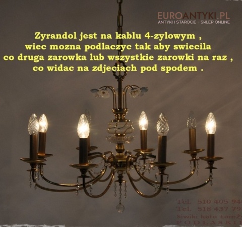 DUZY STARY ZYRANDOL Z ROZYCZKAMI I WISIORAMI XL x