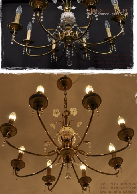 DUZY STARY ZYRANDOL Z ROZYCZKAMI I WISIORAMI XL x