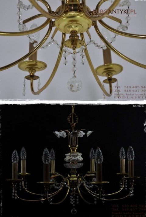 DUZY STARY ZYRANDOL Z ROZYCZKAMI I WISIORAMI XL x