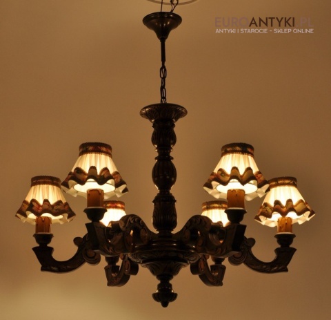 RZEZBIONY ZYRANDOL STARY LAMPA STARA DREWNIANA x