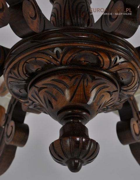 RZEZBIONY ZYRANDOL STARY LAMPA STARA DREWNIANA x