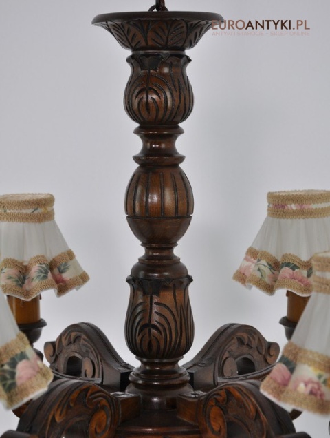 RZEZBIONY ZYRANDOL STARY LAMPA STARA DREWNIANA x