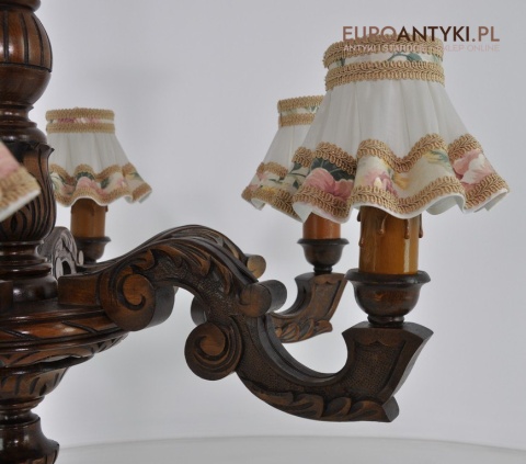 RZEZBIONY ZYRANDOL STARY LAMPA STARA DREWNIANA x