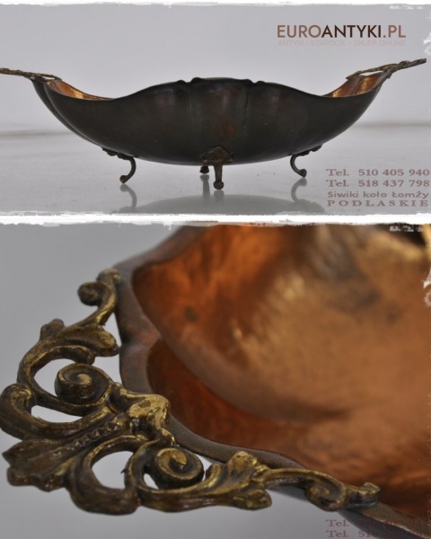 STARA SECESYJNA PATERA ŻARDINIERA MISA MIEDZIANA x