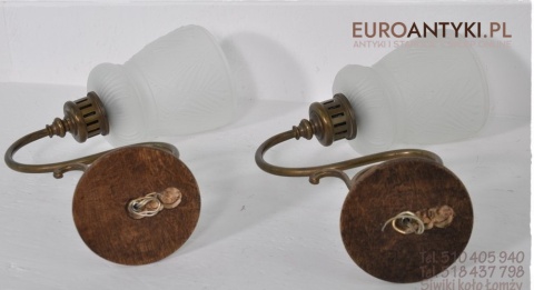 XL POTEZNE KINKIETY Z BRAZU SZKLANE KLOSZE ANTYK x