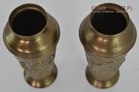 2 STARE SECESYJNE ANTYCZNE TLOCZONE WAZY FLAKONY