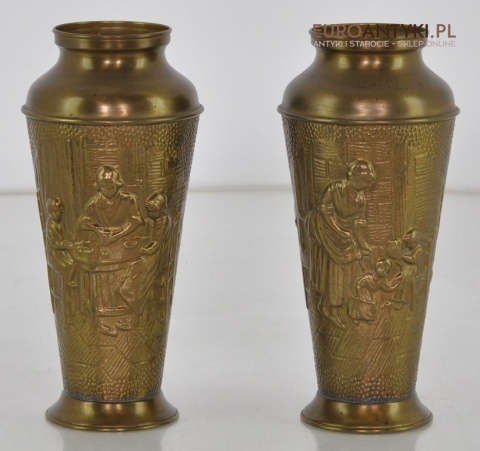 2 STARE SECESYJNE ANTYCZNE TLOCZONE WAZY FLAKONY