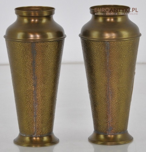 2 STARE SECESYJNE ANTYCZNE TLOCZONE WAZY FLAKONY