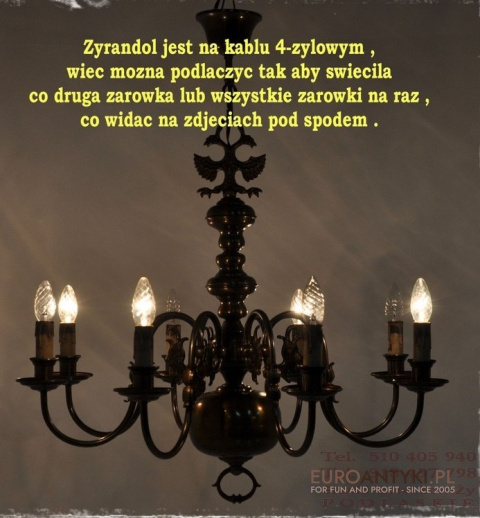 ANTYK DUZY ZYRANDOL pająk RUSTIC XXL