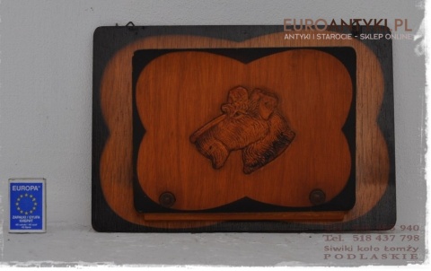 ANTYK GAZETNIK LISTOWNIK Z PSEM PIESKIEM NASCIENNY