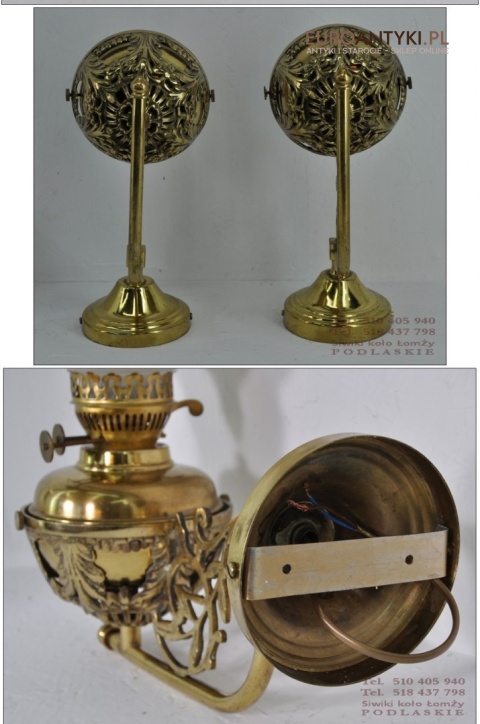 ANTYK STARE KINKIETY LAMPY NAFTOWE NA ELEKTRYCZNE