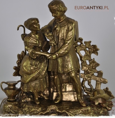 ANTYK STARY MOSIEZNY ZEGAR 2 SWIECZNIKI MOSIADZ XL