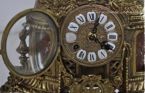 ANTYK STARY MOSIEZNY ZEGAR 2 SWIECZNIKI MOSIADZ XL