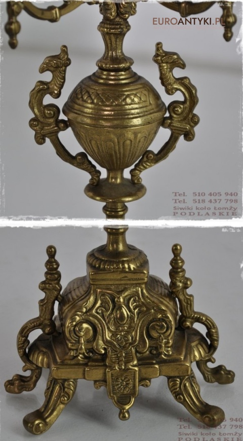 ANTYK STARY MOSIEZNY ZEGAR 2 SWIECZNIKI MOSIADZ XL