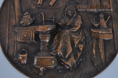 DUZY STARY TLOCZONY TALERZ OZDOBNY DO KUCHNI x