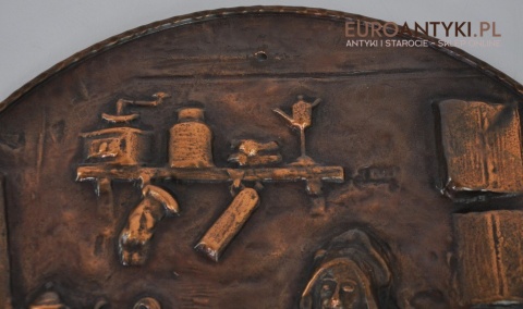 DUZY STARY TLOCZONY TALERZ OZDOBNY DO KUCHNI x