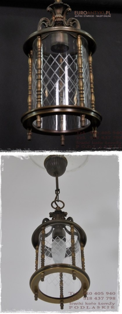 OKRAGLA LAMPA LAMPKA SUFITOWA SZKLANY WALEC ANTYK