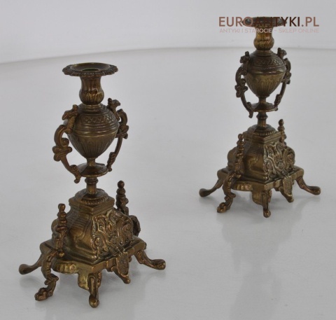 SECESYJNE SWIECZNIKI Z MOSIADZU BRAZU ANTYK x