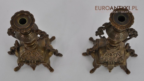 SECESYJNE SWIECZNIKI Z MOSIADZU BRAZU ANTYK x